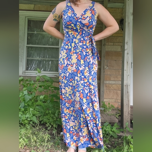 Market & Spruce Blue Floral Maxi Dress - Picture 3 of 7
